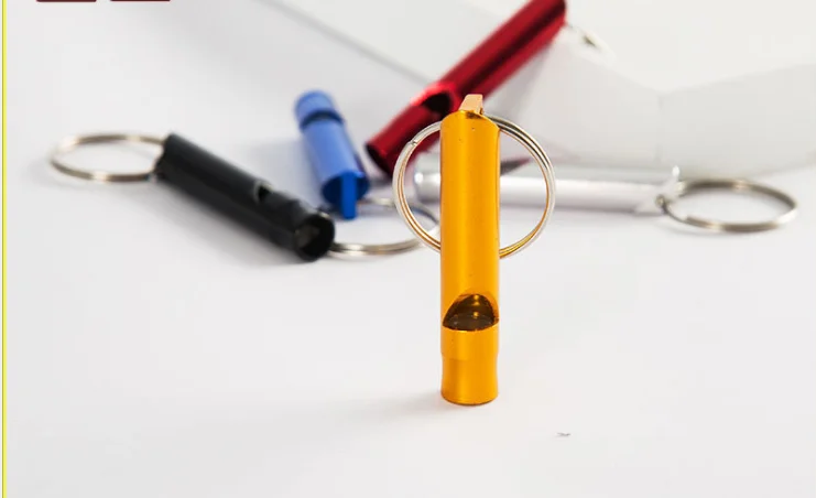 2021 new  Whistles for dogs Survival Aluminum Whistle with Black Blue Red Purple Green Key Chain Whistle