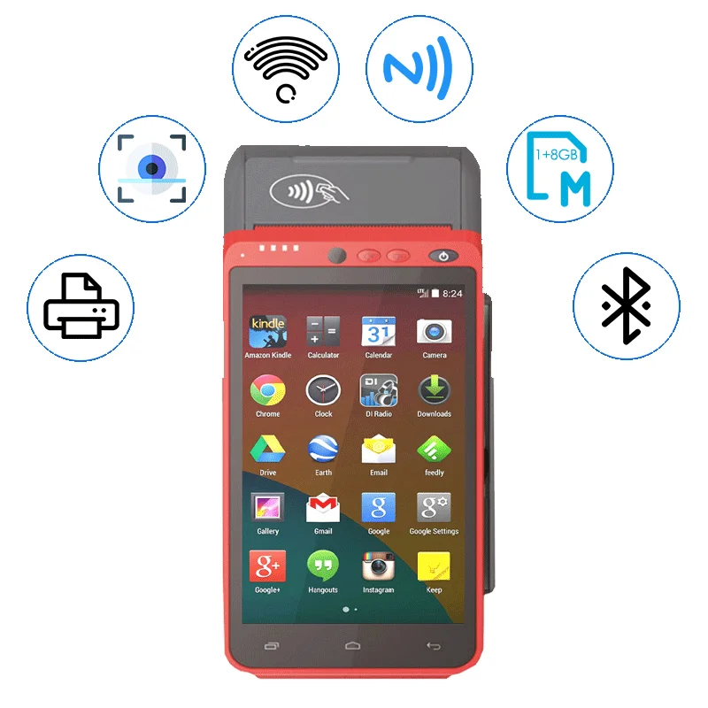 Smart Mobile 4G WiFi Wireless BT Handheld Android Touch POS Terminal with scanner HCC-Z100