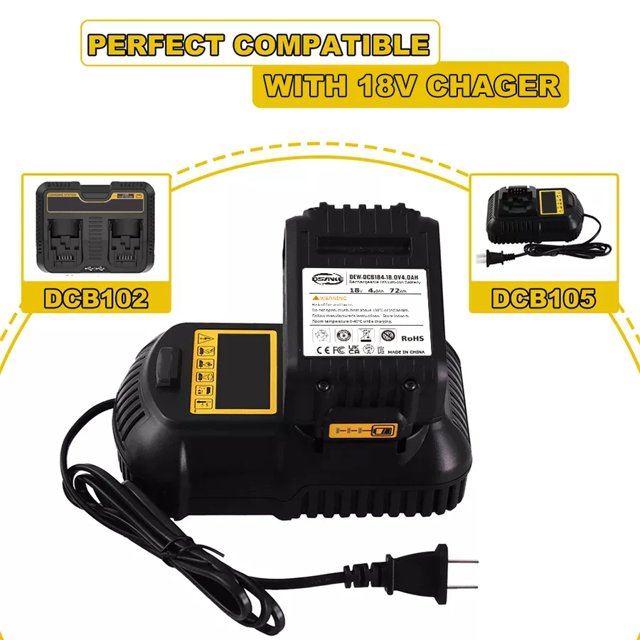 Replacement Drill Battery For DeWalts DCB200 DCB184 DCB203 DCB206 Rechargeable 18V/20V Li-ion Power Tool Battery