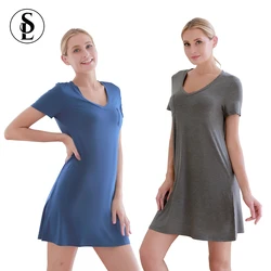 Summer Wholesale Custom Night Dress Solid Soft Nightdress Bamboo Viscose Women Nightgown