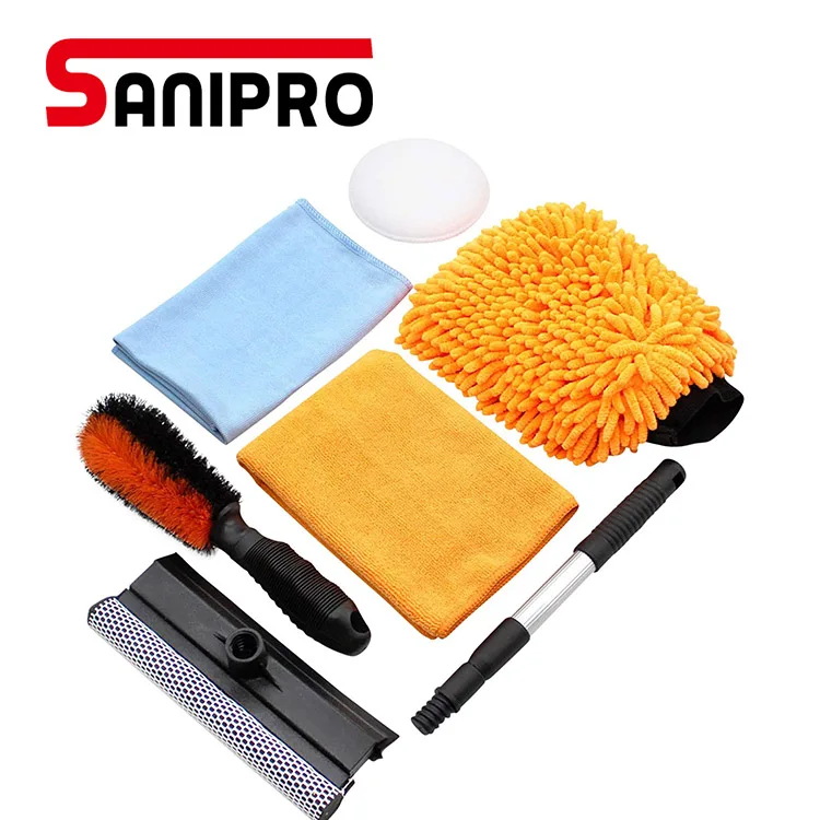 
Sanipro Customized Portable Carry 10 PCS Pack Care Set Cleaning Washing Care Tools Kit Wash Brushes Car Cleaning Combination 
