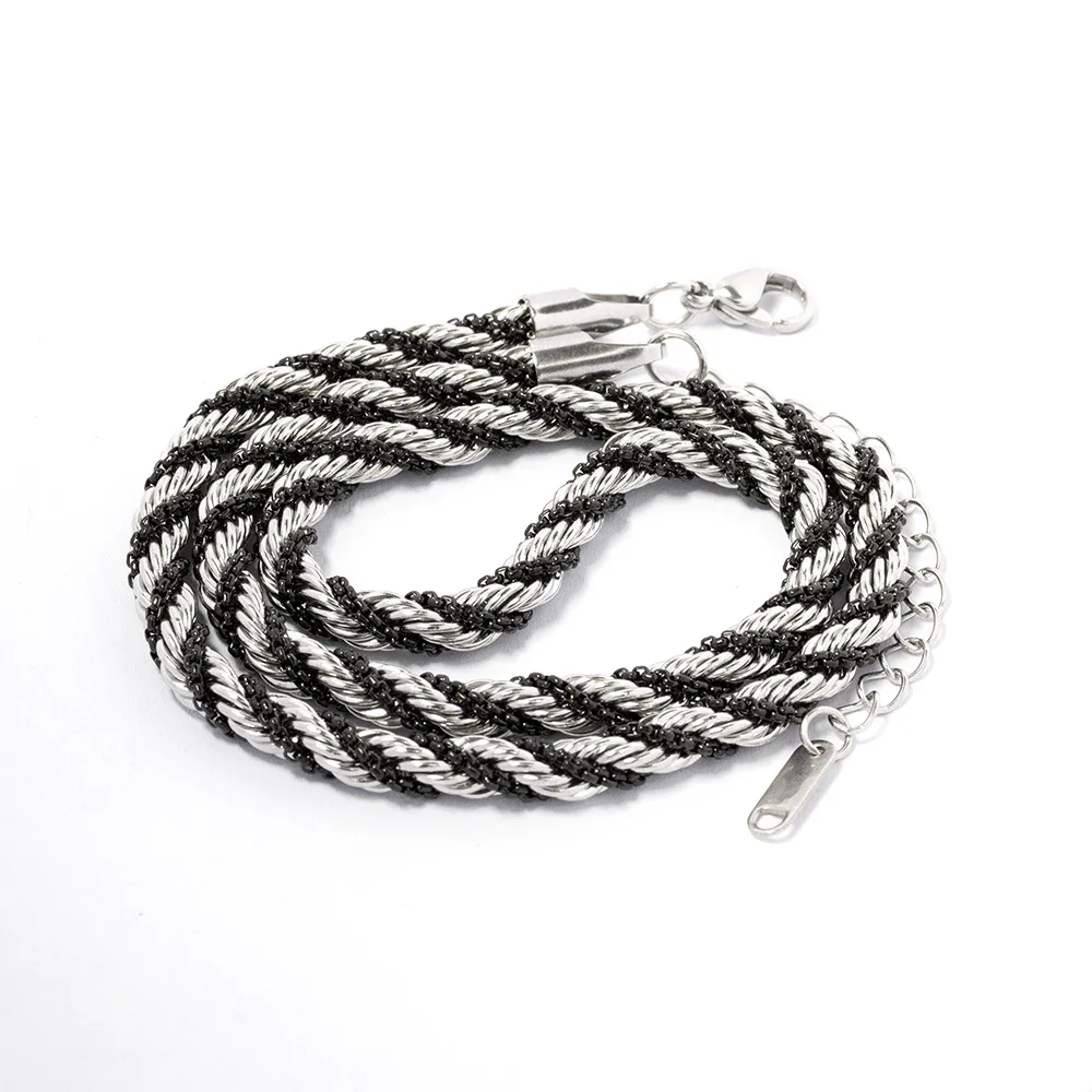 Fashion Men Necklace Winding Necklace Braiding Rope Chain  Stainless Steel Jewelry Necklace for Man