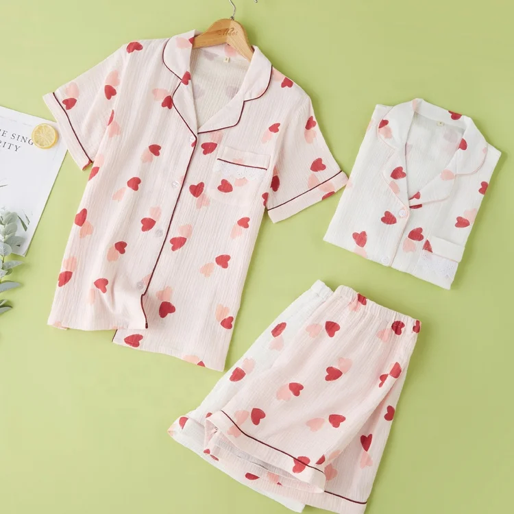 Wholesale Loungewear Pink Soft Satin Sleepwear Short Sleeve Women Pajamas Set