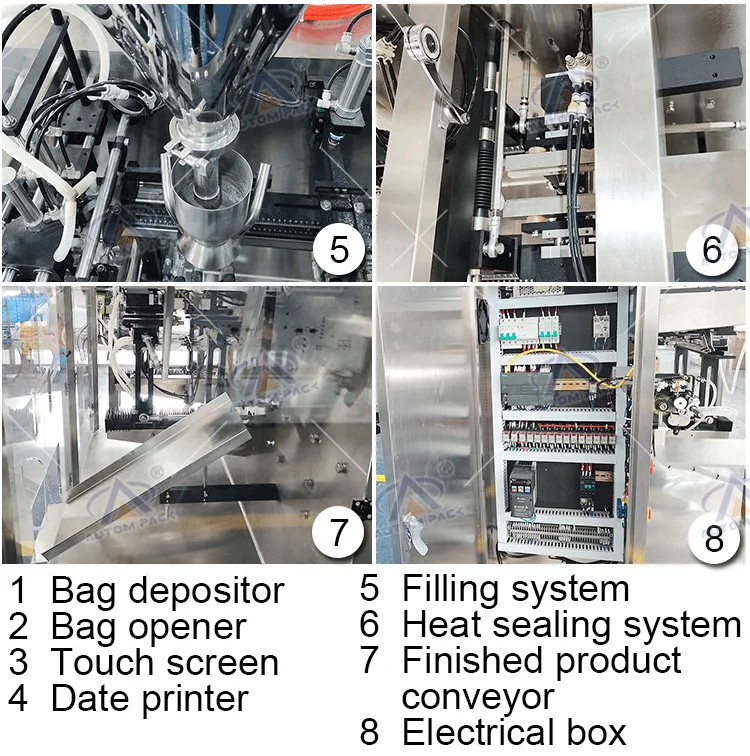 Masala Chilli Spice Flour Protein Milk Powder Coffee Powder Horizontal Premade Standing Ziplock Doypack Pouch Packing Machine