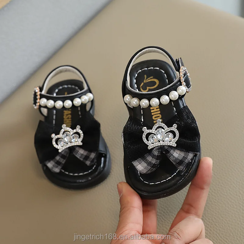 Baby Sandals 2024 New baby sandals Open toe bow crown Baby sandals Lady fashion