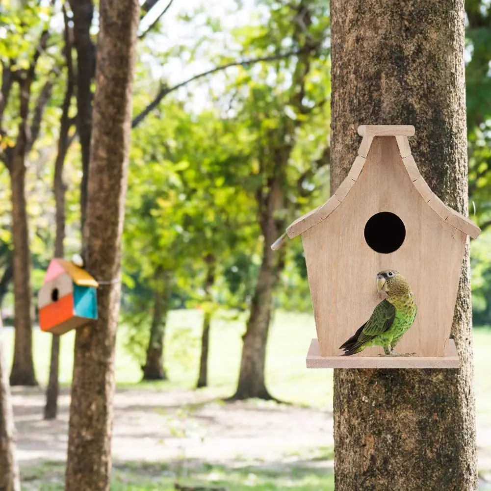 Hanging Birdhouse Outdoor or Indoor Wooden Pet Bird Houses