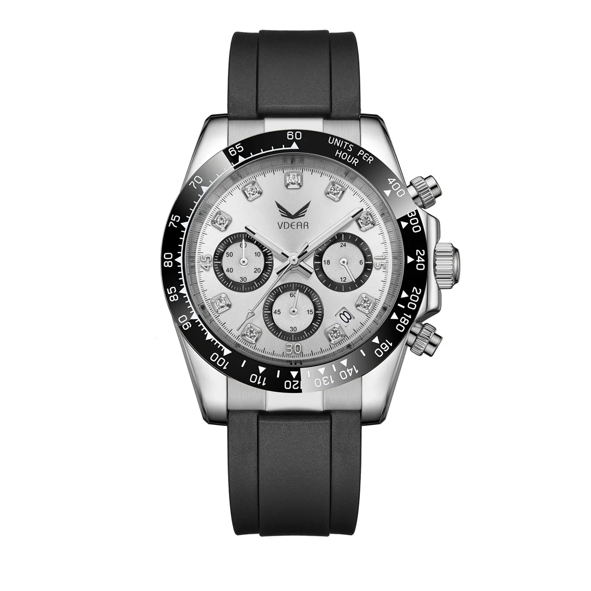 Newest 5atm Waterproof Luminous Hands Multifunction Diamond Relogio Masculino Quartzo Man Watches Silicone Band Men Chrono Watch