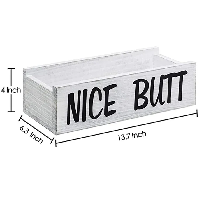 
Professional Customize Nice Butt White Wooden Bathroom Storage Crate Toilet Decor Wood Box Wholesale 