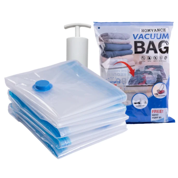 Plastic Airtight Bag PA PE Double Zipper Space Saver Vacuum Storage Bags with Pump Storing Clothes Bedding Organizer