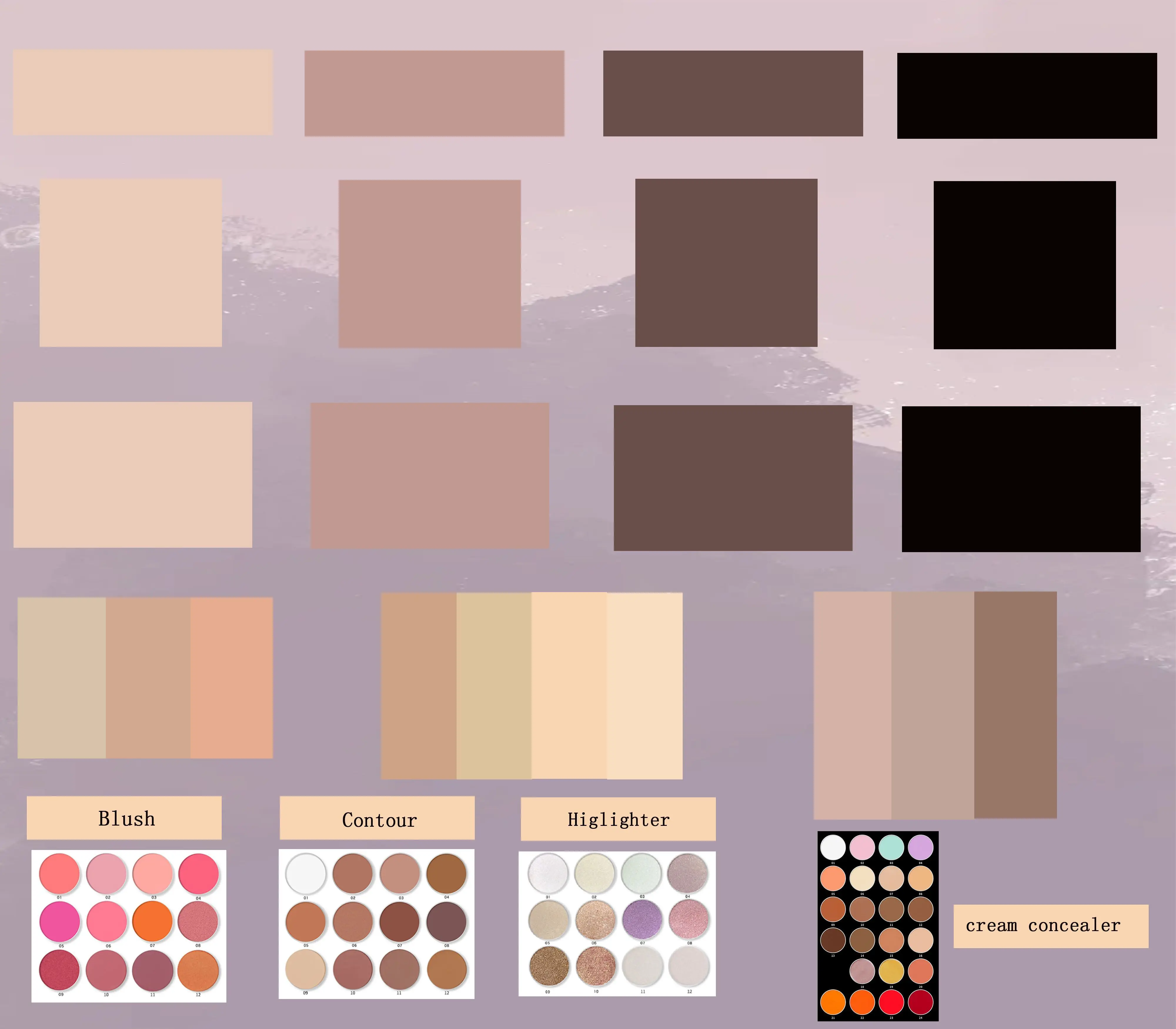 Diy Powder and Cream Formula Highlighter Contour Blush Palette Makeup Powder Contour Palette High Pigment Contour Pressed Powder