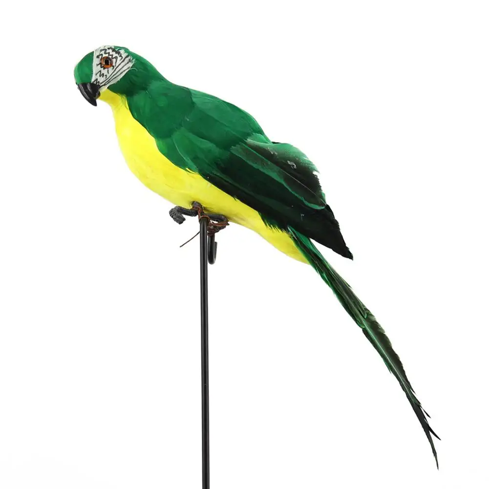 
25cm Handmade Simulation Parrot Innovative Feather Lawn Figurine Ornament Animal Bird Garden Bird Prop Decoration 