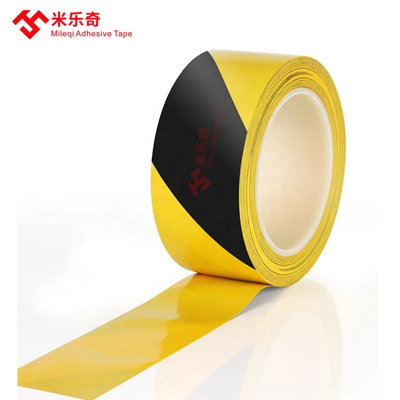 
Mileqi Chinese manufacturer single and double color PVC floor marking barrier safety caution warning tape 