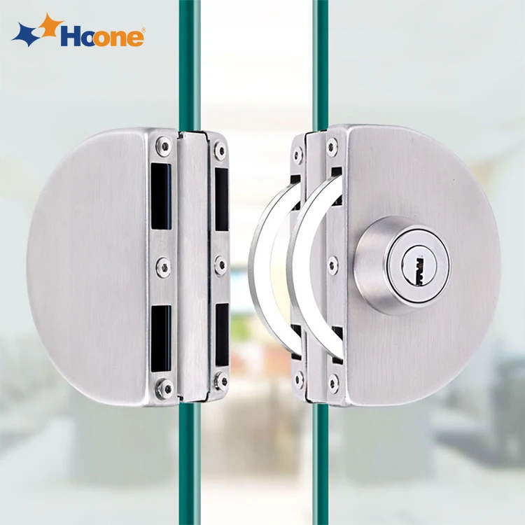 Hoone Oval Latch Bolt Ground Lock with Keys Glass Door Hardware Stainless Steel Double Side Sliding Glass Door Lock