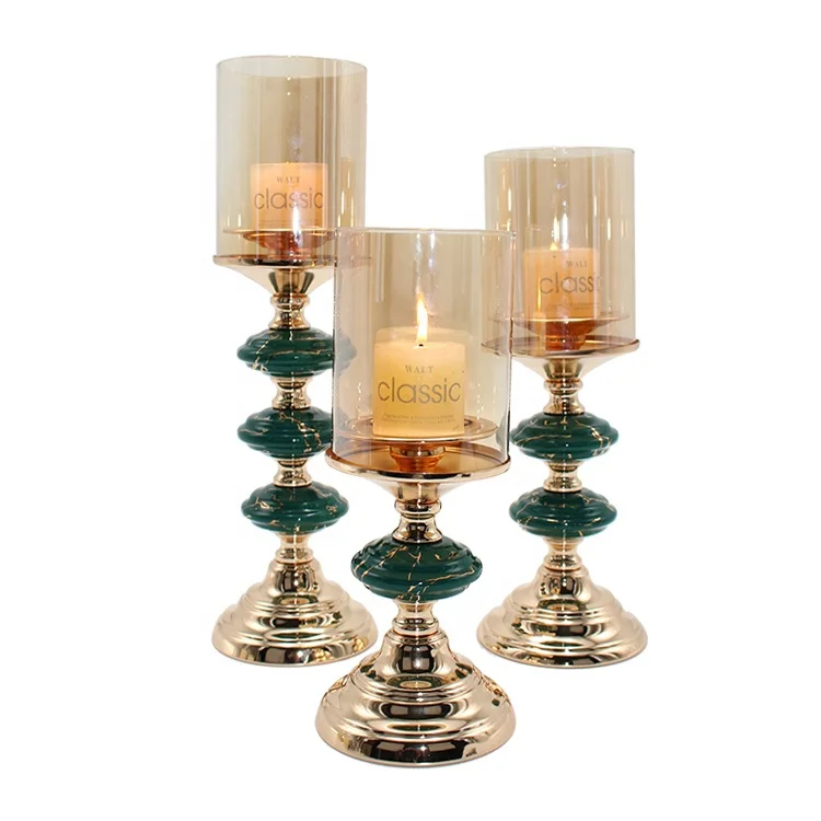 European romantic dining table metal decorations simple retro ceramic candle holder wholesale