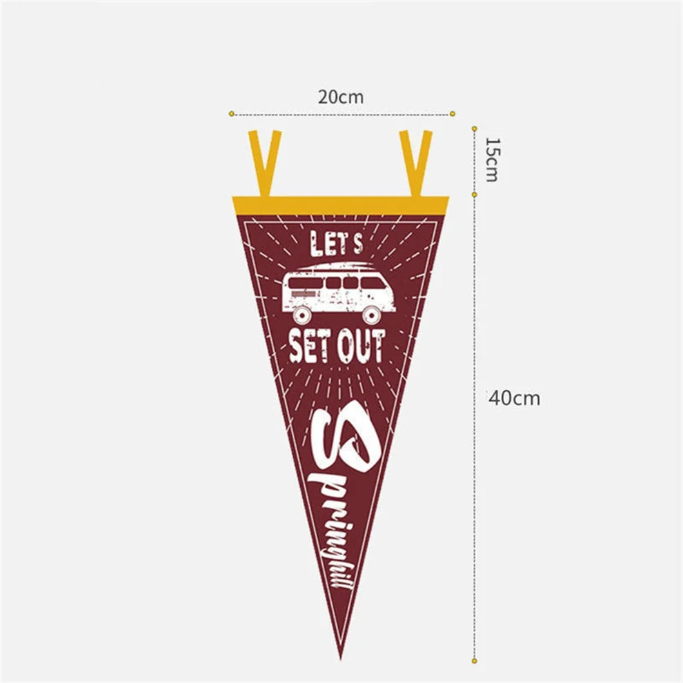 Custom Made Commerce Advertising Sport Club Fans Felt Triangle Flag With Logo