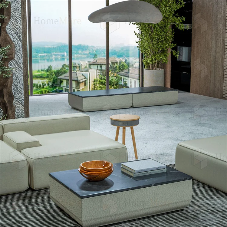 Korean Moroccan classic luxury antique electric small circle sofa side and end coffee table tea tray table brown with speaker