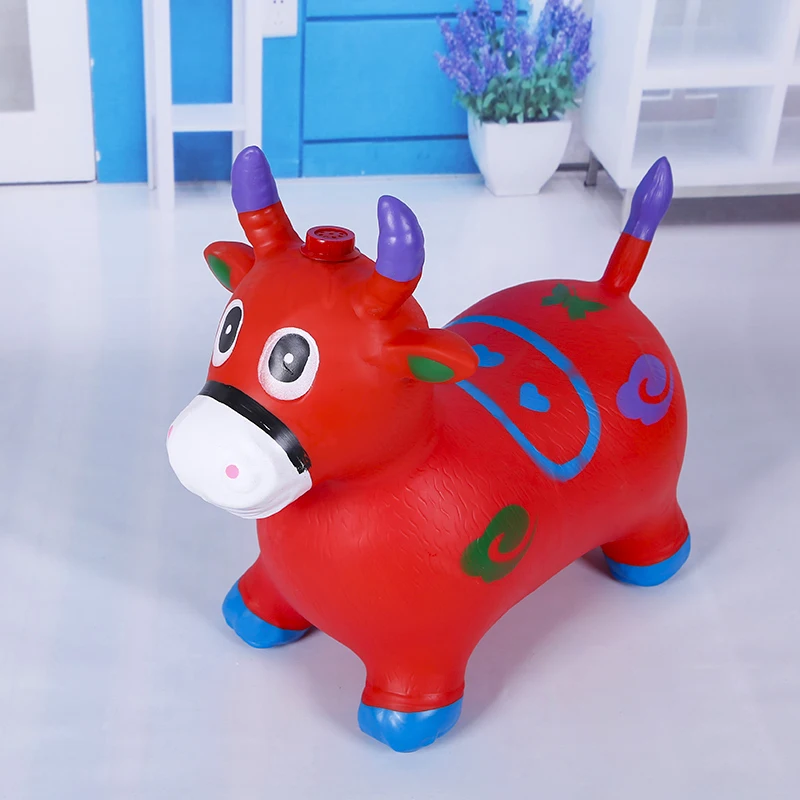 Wholesale Multicolor PVC Dog Jumping Animal Hoppers Toy PVC Inflatable Bouncing Horse with Music and Paint