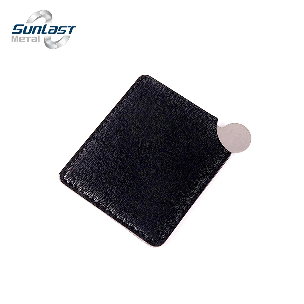 Tiny Wallet Mirror Plate Cosmetic Stainless Steel Leather Pocket Mirror Metal Unbreakable Stainless Steel Makeup Mirror