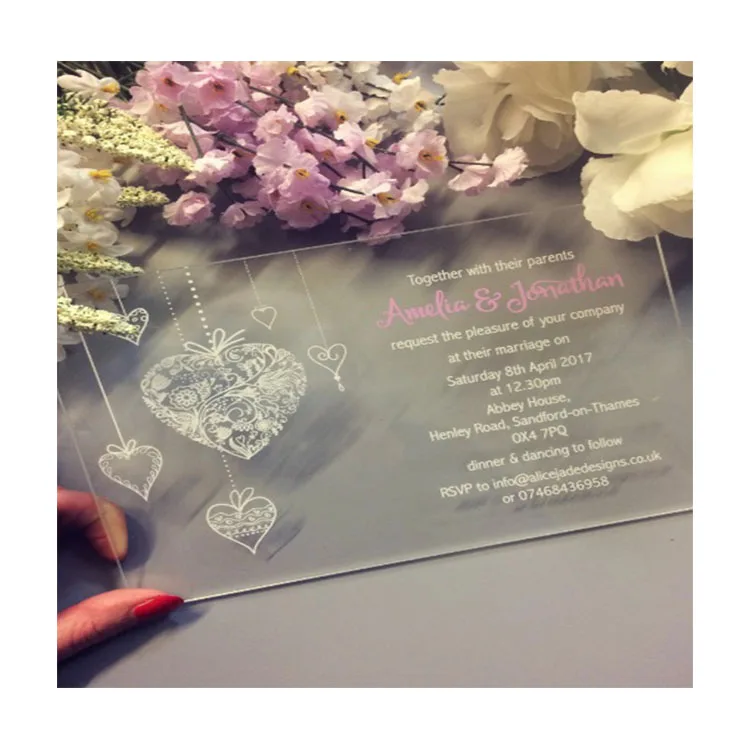 Customized  Color Style Acrylic Wedding Invitation Cards