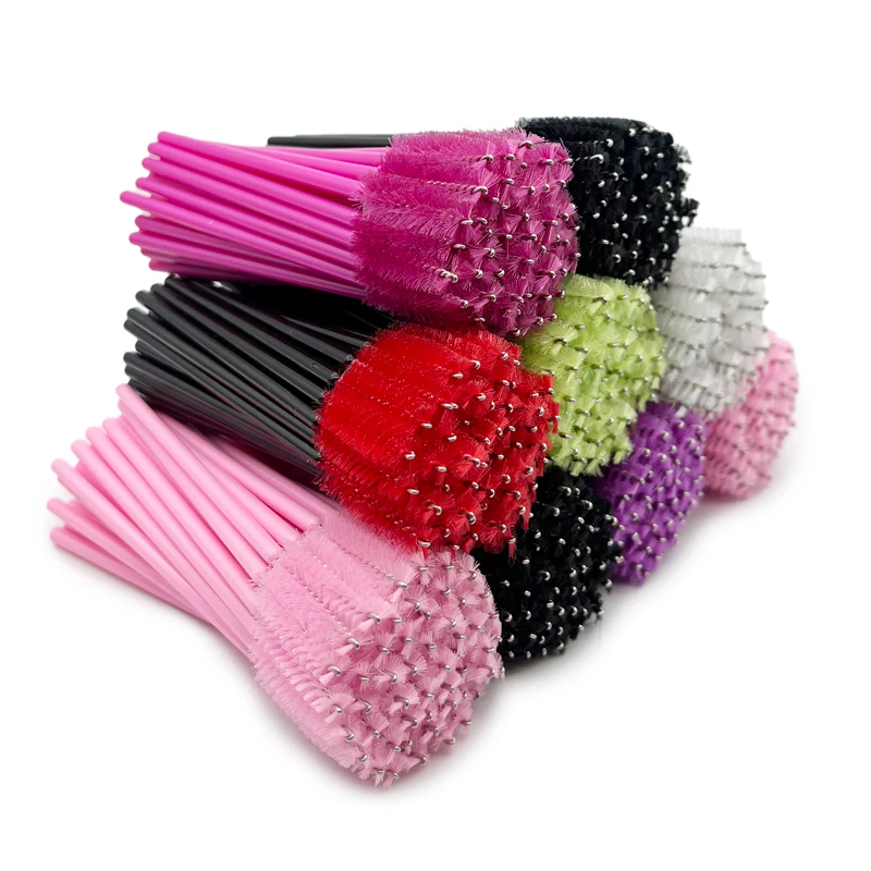 Cleansing Nylon Colorful Solid Eyebrow Cosmetic Disposable Lash Wand Spoolie Brush Eyelash Mascara Applicator Eye Extension