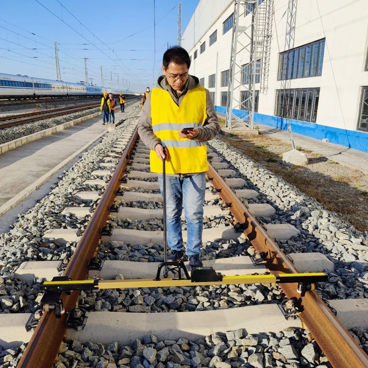 Railway Digital rolling gauge Railway survey trolley