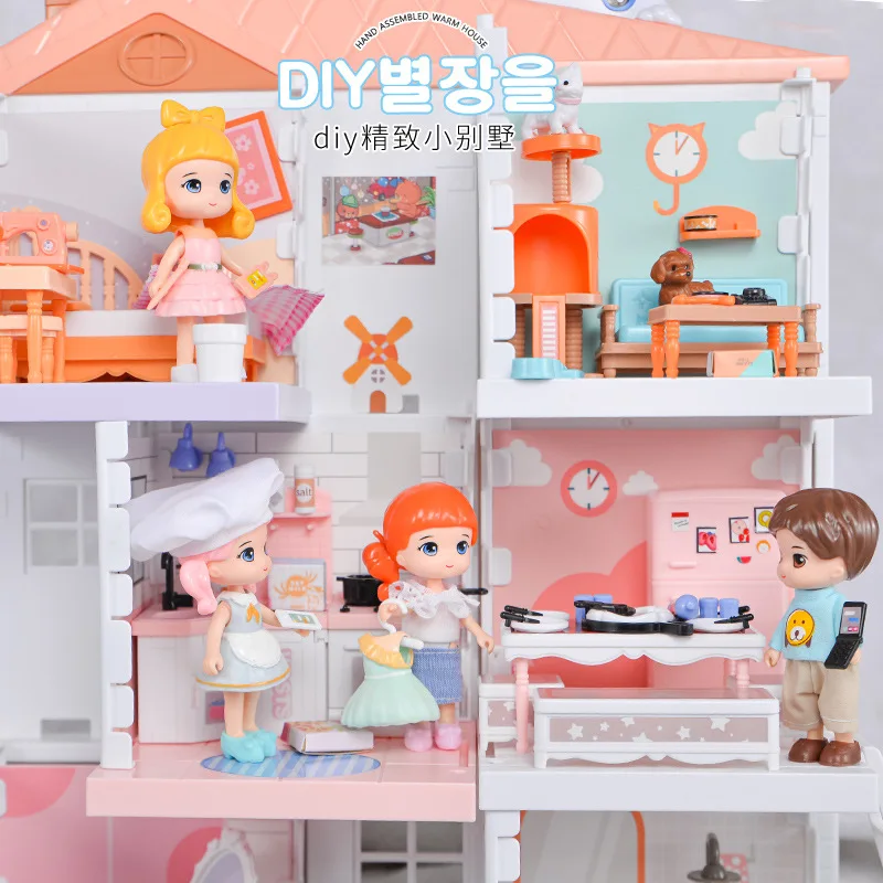 Little World Dollhouse Plastic Miniature Luxury Doll Villa Toys DIY Kids Girls Furniture Pretend Play
