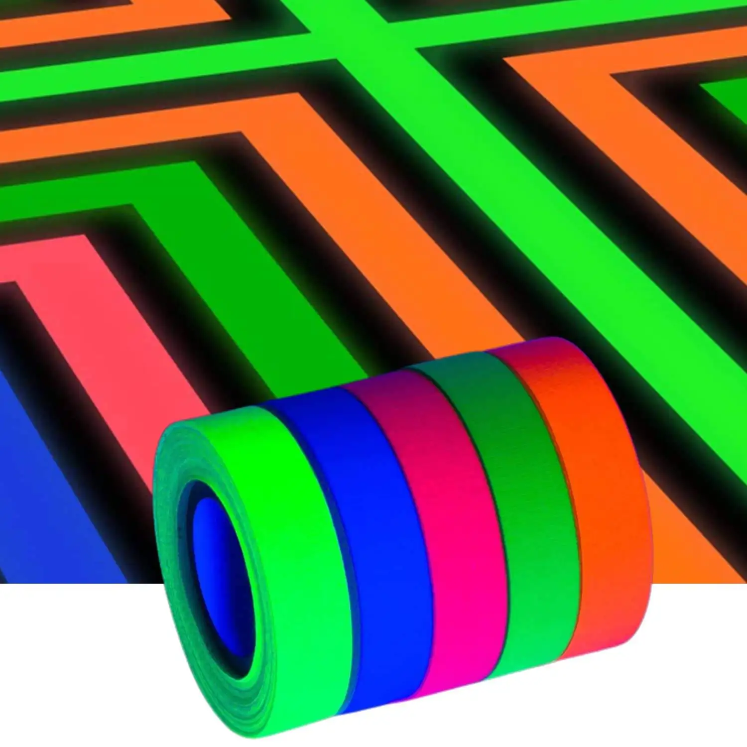 ANTI Hot Sale 6 Colors UV Tape Blacklight Reactive Fluorescent Cloth Tape Glow in The Dark Tape Under UV Black Light