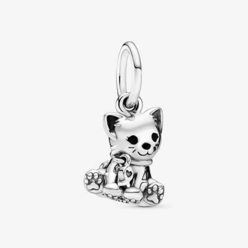 
925 sterling silver charms girls cartoon animal hedgehog bead cat dog bee dangle charm pendant sparkling jewelry accessories 