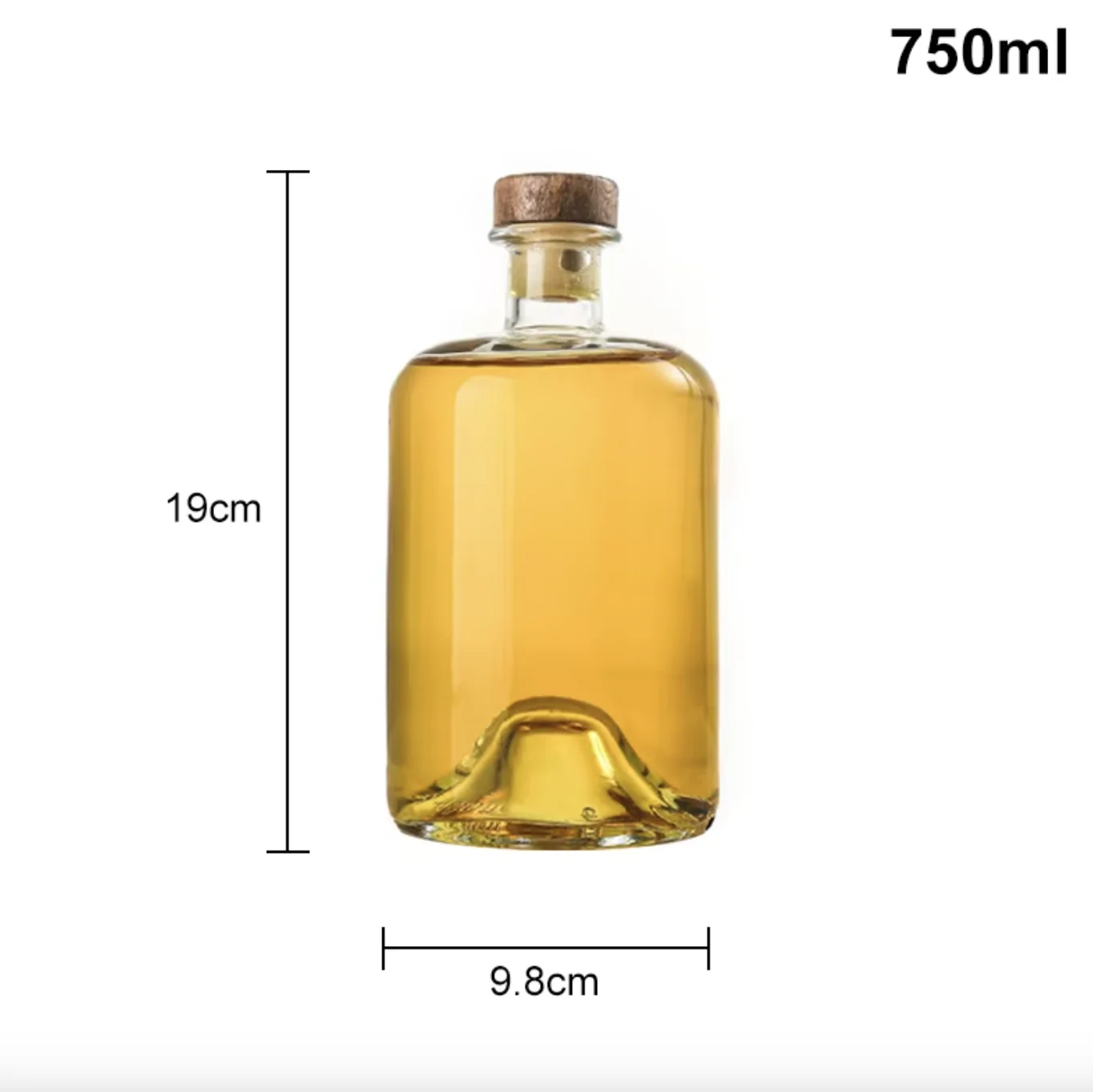 Liquor Vodka Tequila Bottle sealed Cork Cap 750ml Glass Bottle Wholesale Glass Juice Bottle