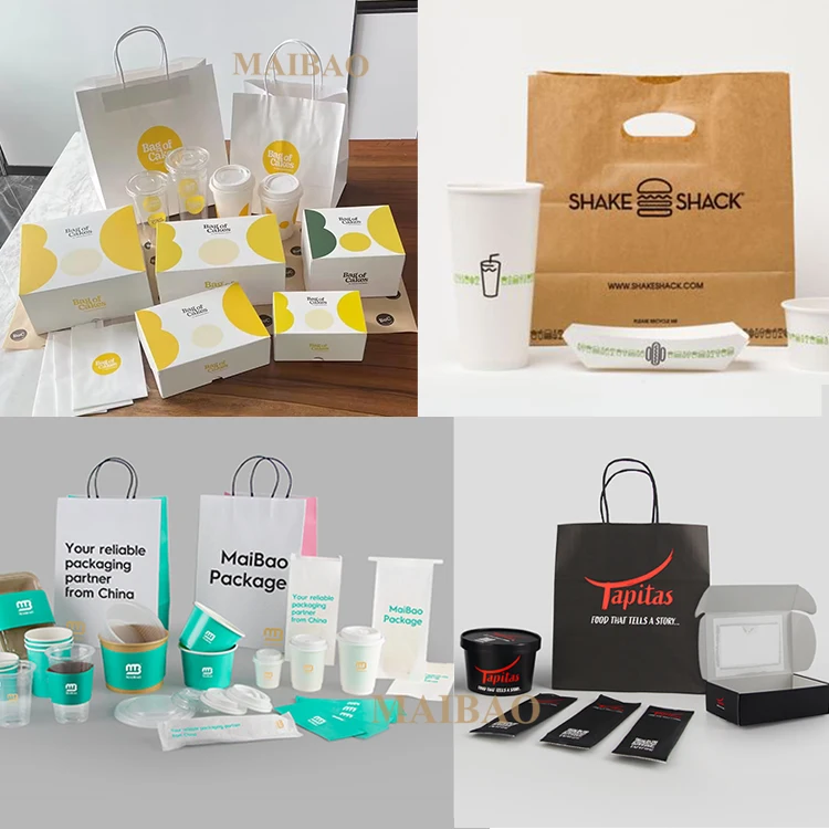 Wholesale recycled bread packaging kraft paper bag for fast food take away custom food kraft paper bag for delivery