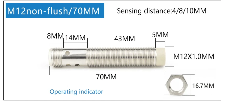 JIMOU M12 High-Precision Inductive Sensor Switch Proximity Sensor with Connector