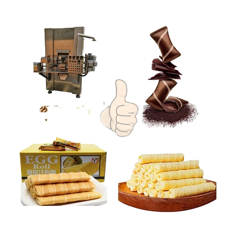 High Productivity Wafer Roll Making Machine Wafer Stick Factory Machine Wafer Roll Small Line Egg Roll Snack Machine In China