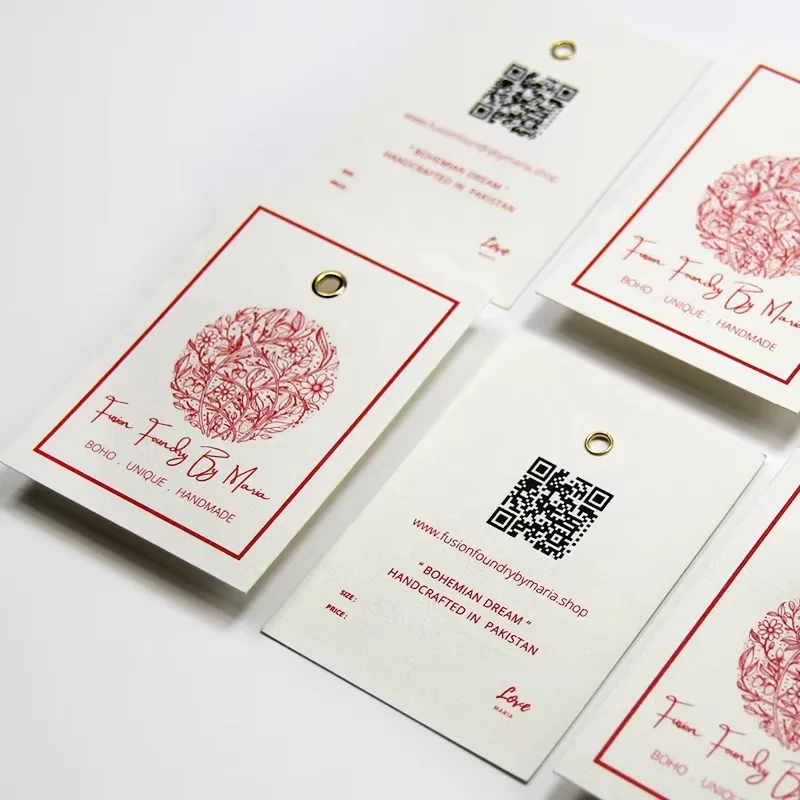 Custom Designed Premium Hang Tag for Clothing Label Custom Size Texture Paper Garment Tag Custom Printed Information Display