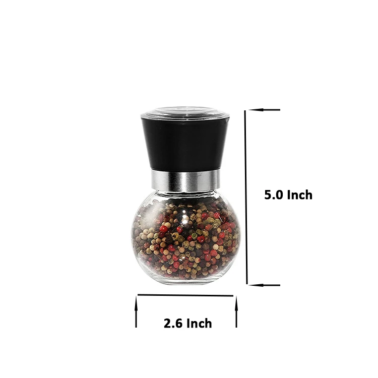 Cheap Stocked Round Glass Salt and Pepper Grinder With Adjustable Coarseness