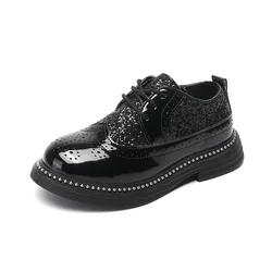 Детская кожаная обувь, кожаная мягкая подошва для детей, новинка, весна-осень, для выступлений, чёрная, для маленьких мальчиков, для студентов на английском, лето