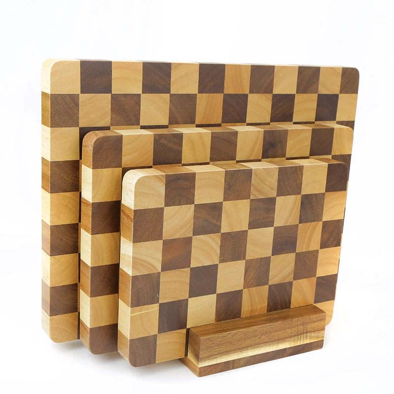 Wooden  checkerboard Cutting Boards For Kitchen  with Holder Cutting Board Wood Wooden Chopping Board