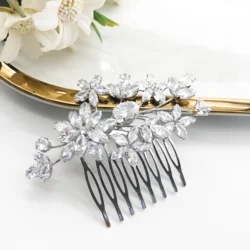 Fashion Handmade Zircon Flower Leaf Headdress Accessories Bridal Jewelry Wedding Hair Combs