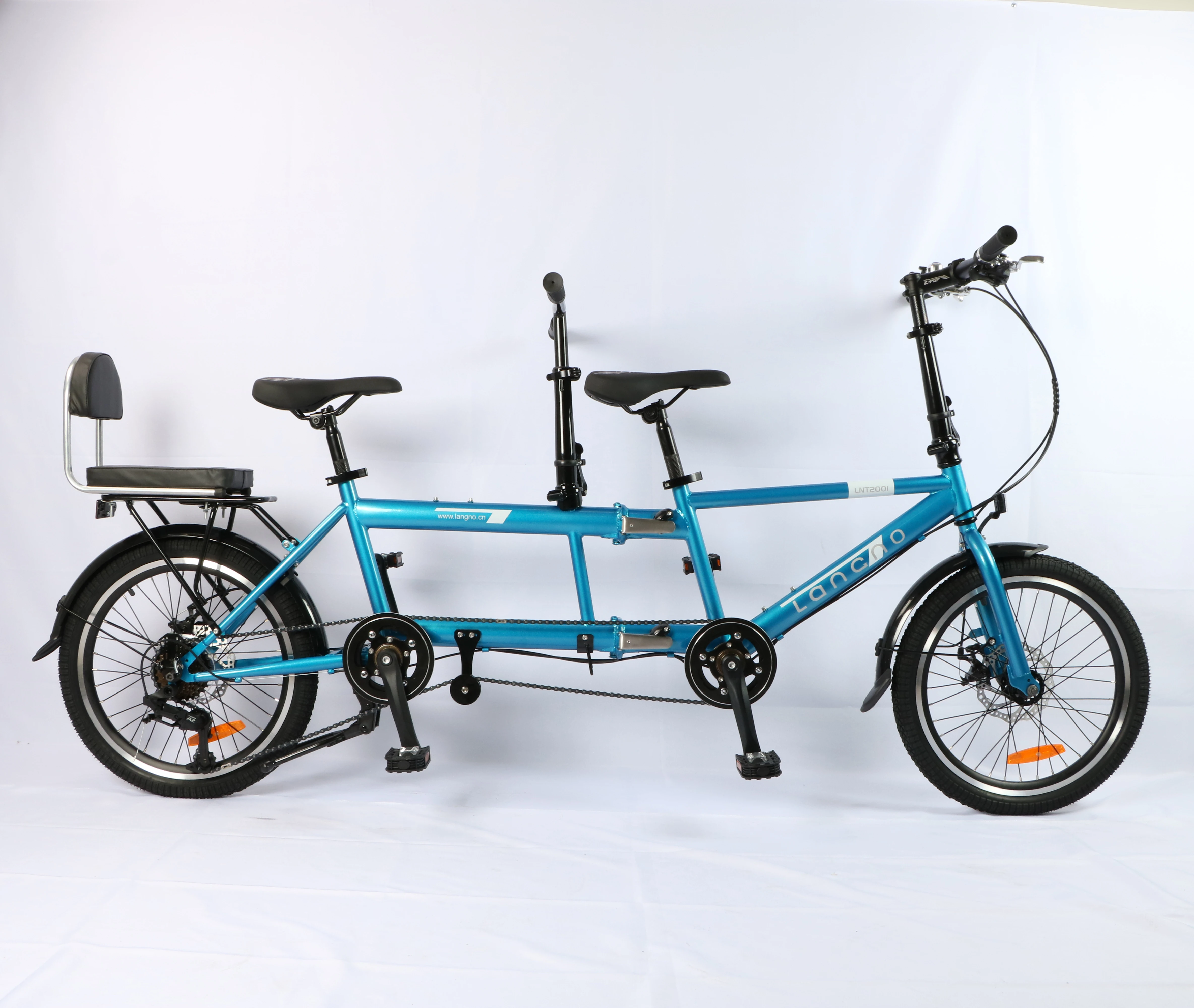 20 inch tandem bicycle folding bike with double seats and independent pedals to ride