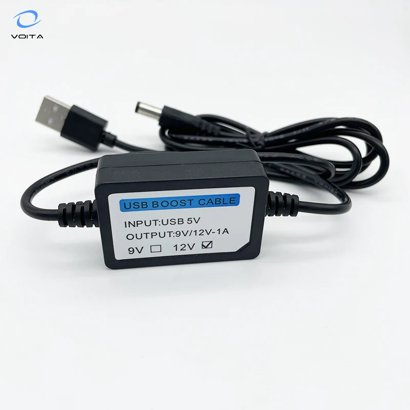 VOITA Top selling Custom USB Step Up 5V to 9V 12V Boost converter Power Cable with DC Jack 5.5mm 2.1mm Barrel Connector