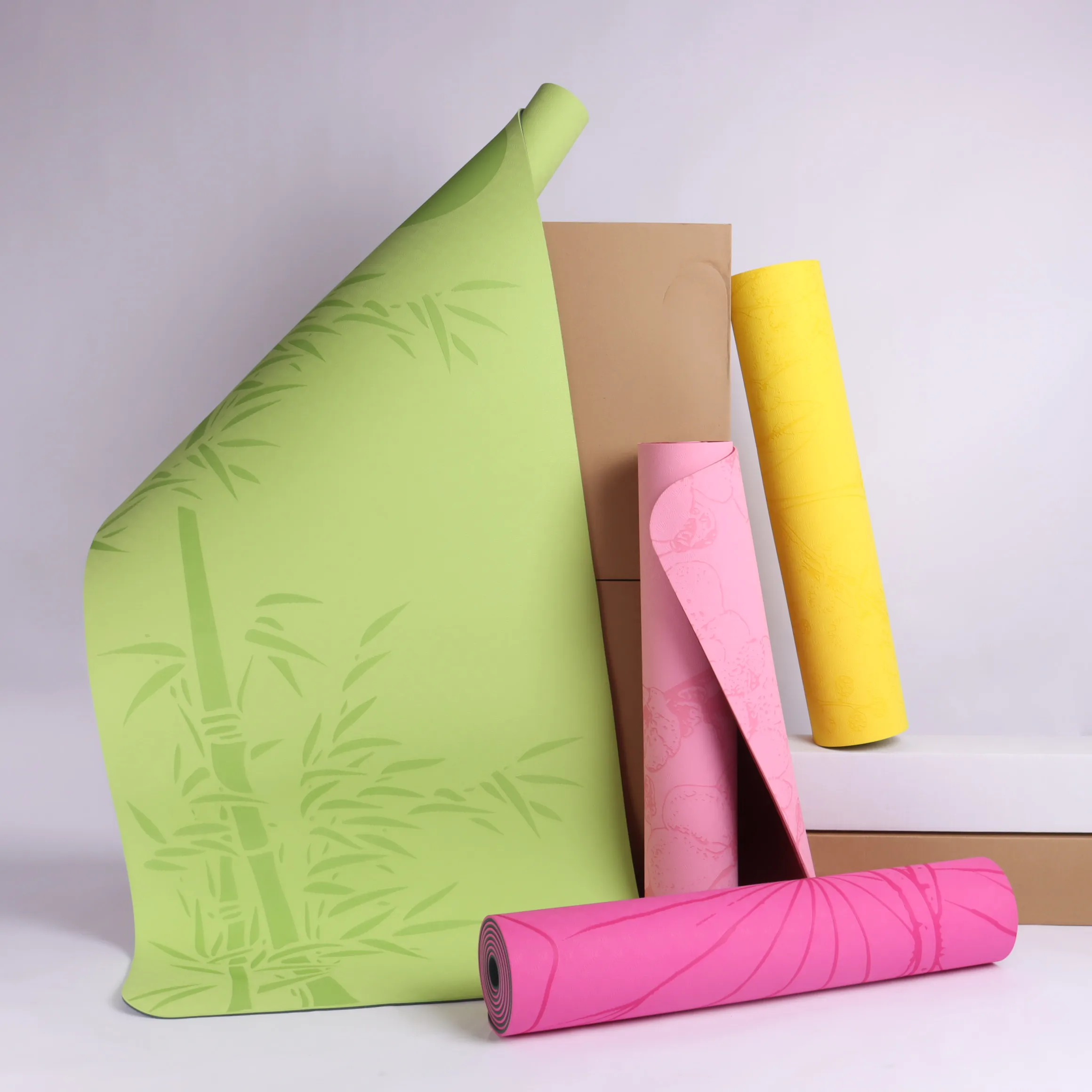 Eco Friendly Non Slip Yoga Mat with alignment lines, SGS Certified TPE Material -Non Slip and Optimal Cushioning