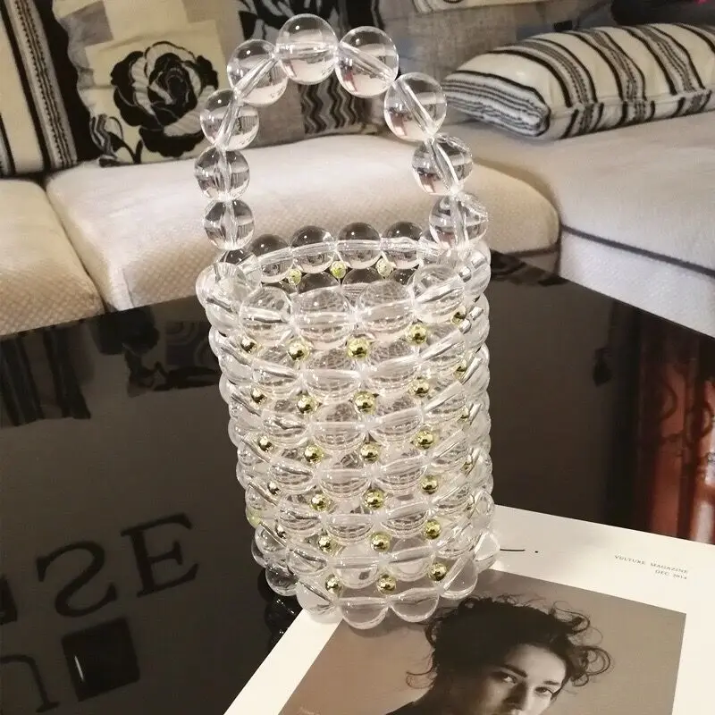 
Top Quality Handmade Pear Bag Clutch Shoulder Tote Bag Purse Pearl Bucket Stone Purse Wedding Evening Handbag 