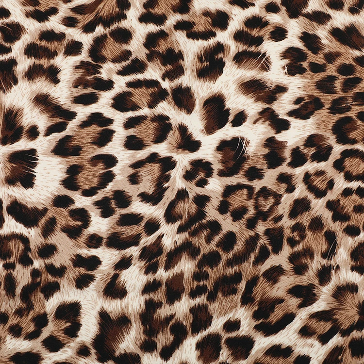 Manufacturers spot selling sustainable woven printed leopard poly wool peach fabric