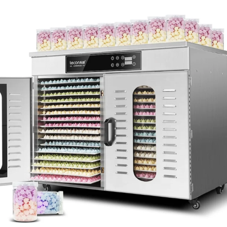 Lecon Commercial Horizontal Tabletop 32 Trays Stainless Steel Fruit Meat Food Dehydrator