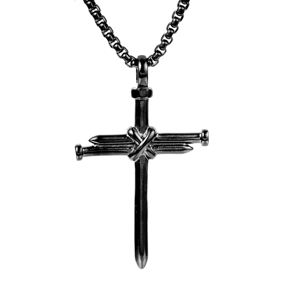 Fashion Simple Egyptian Ankh Unisex Silver Stainless Steel Big Cross Pendant Necklace