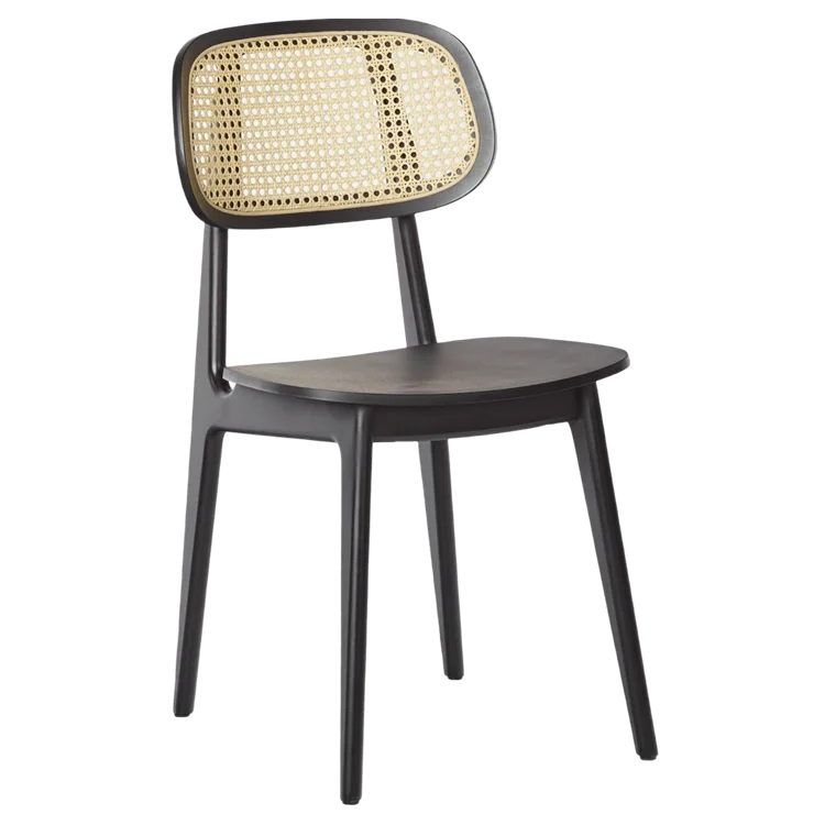 Rattan back coffee house cheap black cane nordic restaurant chairs