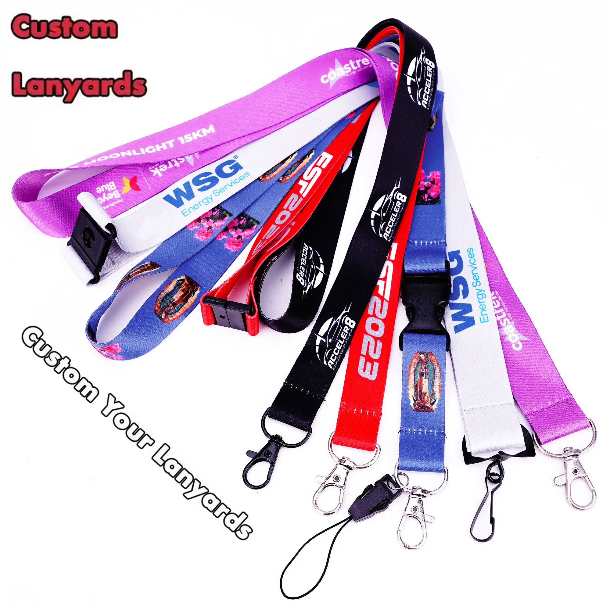 Custom Multi Color Keychain Holder Safety Polyester Funny Lanyards Id Card Neck Straps Lanyard