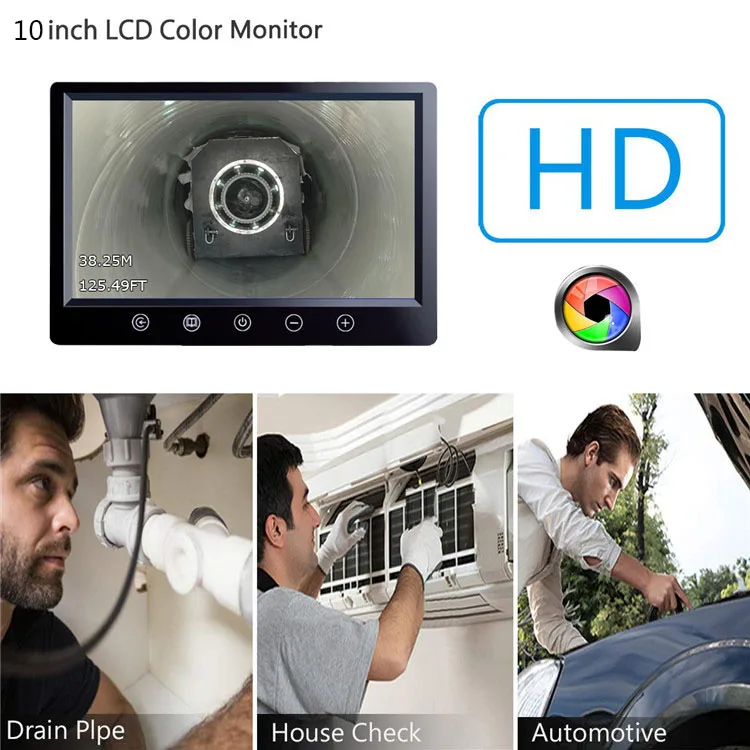 10 inch monitor 40M 512hz locator sonde camera pipe inspection Industrial Endoscope drain sewer Meter Counter camera 22mm