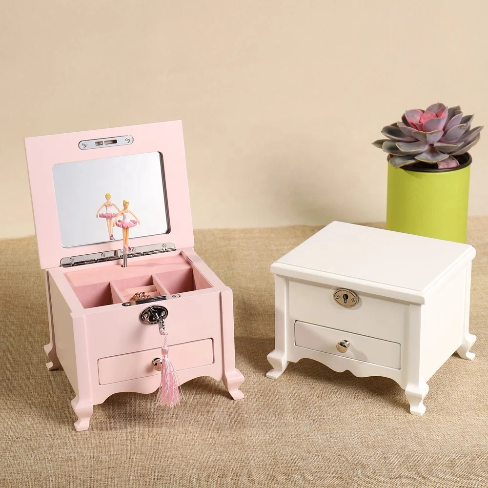 Factory wholesale customization toy music box With drawer wooden ballerina musical jewelry box music boxes