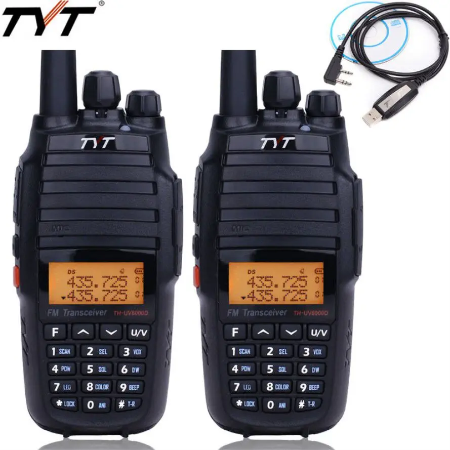 
2pcs TYT TH UV8000D walkie talkie 10W cross band 3600MAh Handheld FM Transceiver Repeater 10KM Ham 2 way radio 