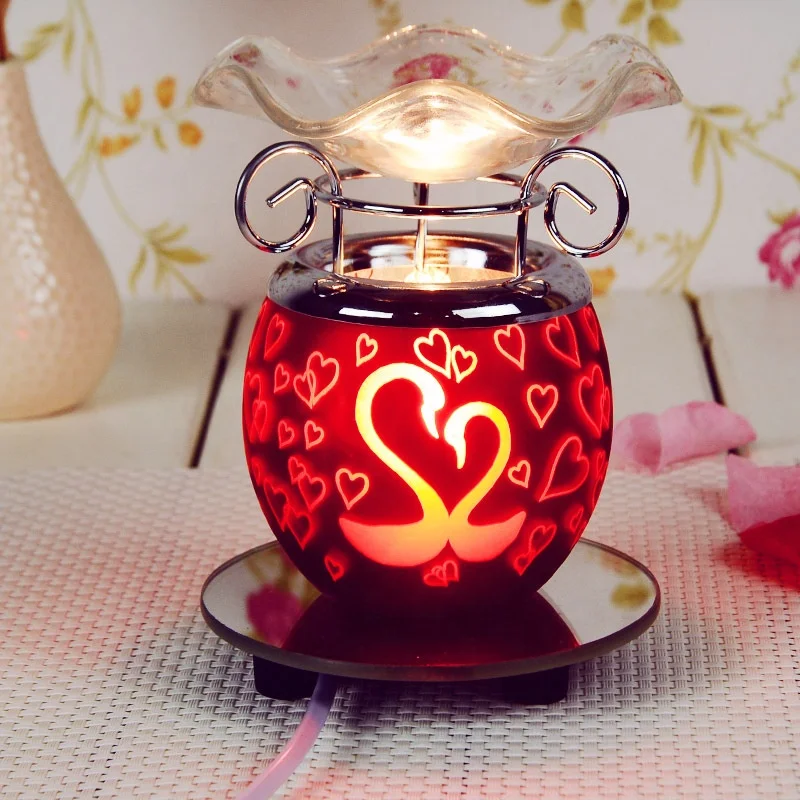 Electric Scented Wax Warmer Glass Aromatherapy Burner Essential Oil Warmer Lamp Incense Night Light